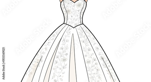 White Wedding Dress Illustration Simple Design.