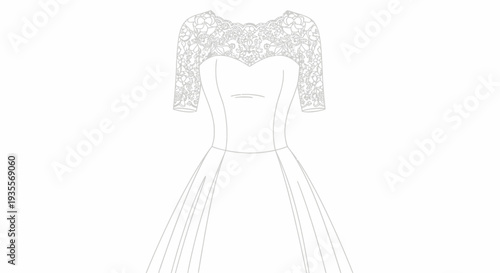 White Wedding Dress Illustration Simple Design.