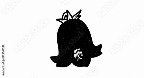 Simple black bell-shaped flower with pointed top petals