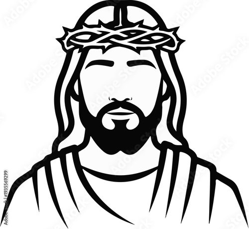 Stylized depiction of Jesus wearing a crown of thorns