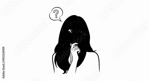 Woman thinking with a question mark above her head