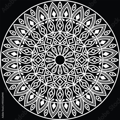 Bilde på lerret This original floral mandala bundle presents elegant flower-inspired patterns with precise symmetry and detailed line work