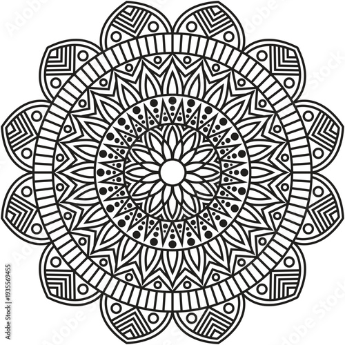 Bild auf Leinwand This original floral mandala bundle presents elegant flower-inspired patterns with precise symmetry and detailed line work