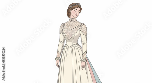 Woman Wearing Long Sleeve Formal Dress.