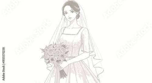 Bride Holding Bouquet Wedding Day Portrait.