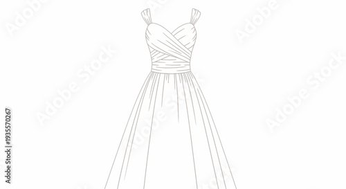 Simple Elegant Wedding Dress Illustration Design.
