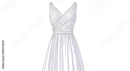 White Sleeveless Dress with Pleated Skirt.