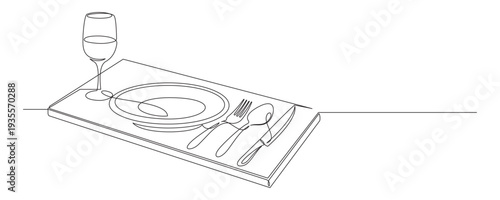 Illustration of cutlery with continuous line drawing 1.eps