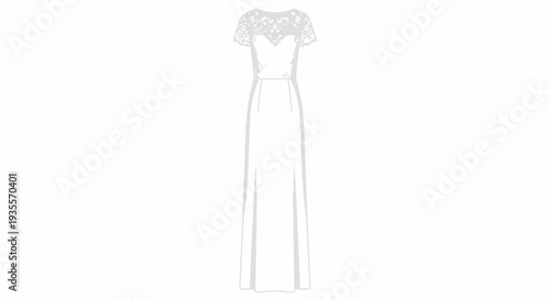 Simple White Evening Gown Fashion Illustration.
