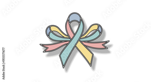 Colorful Ribbon Symbol Awareness Campaign Badge.