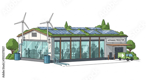 Sustainable Building with Wind Turbines.