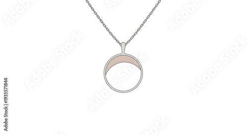 Silver Necklace with Pink Ring Pendant.