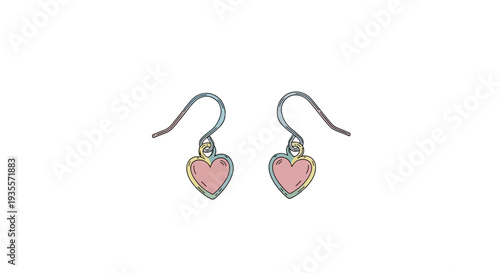 Pair of Heart Shaped Earrings with Pink.