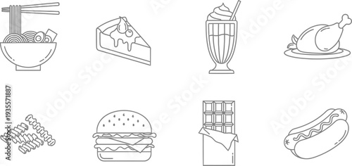 A collection of various food and drink illustrations