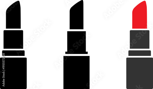 Three lipsticks with different shades and designs