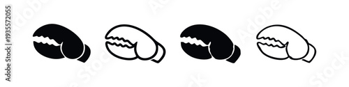 Detailed Crab Claw Silhouette and Outline Icon Set
