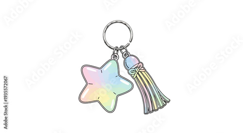 Rainbow Star and Tassel Keychain Charm.