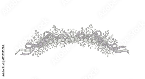 Ornate Tiara Crown Jewelry Design Element.