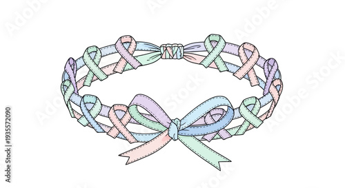 Colorful Ribbon Wreath with Bow Ornament.