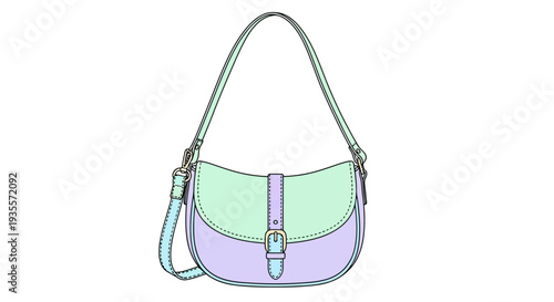 Pastel Colored Handbag with Strap and Buckle.