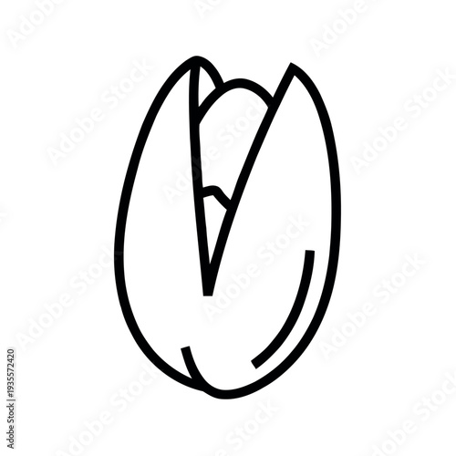 Line Art Illustration of a Partially Opened Pistachio Nut