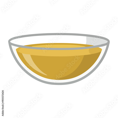 Flat Design Bowl of Olive Oil Illustration Isolated on White Background