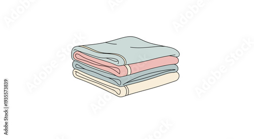 Stack of Folded Towels in Various Colors.