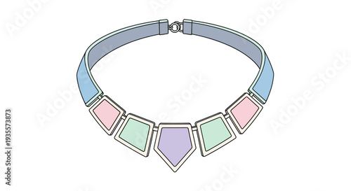 Pastel Colored Necklace with Diamond Shapes.