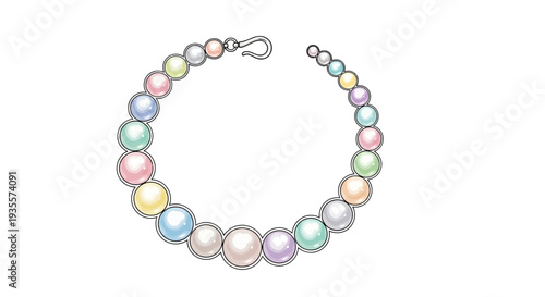 Colorful Pearl Bracelet on White Background.