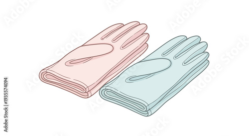 Pair of Pink and Blue Gloves.
