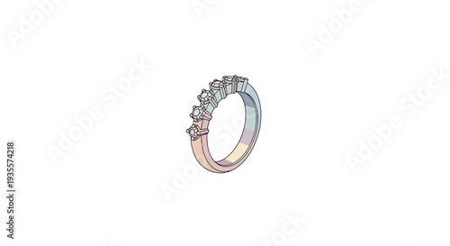 Diamond Engagement Ring with Multicolored Band.