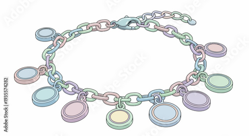Silver Chain Bracelet with Colorful Charms.
