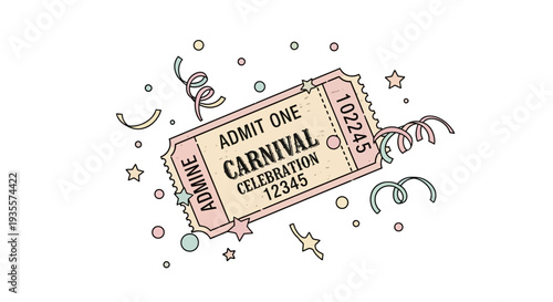 Vintage Carnival Ticket with Decorative Elements.