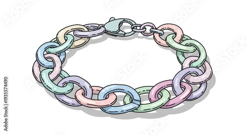 Colorful Chain Link Bracelet Illustration.