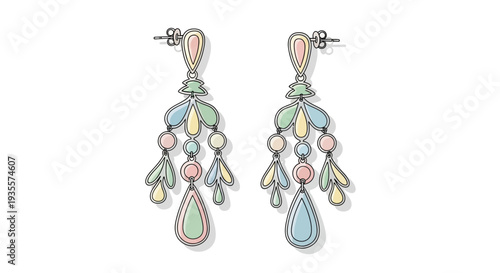 Elegant Tassel Earrings with Multicolored Jewels.
