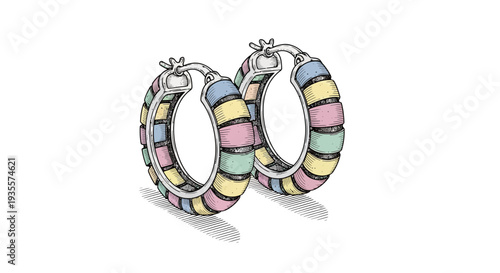 Colorful Hoop Earrings with Pastel Enamel Details.