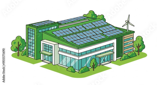 Sustainable Building with Solar Panels.