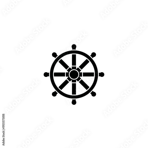 Vintage Ship's Wheel Black and White Icon