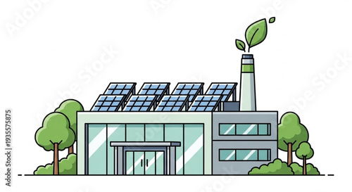 Sustainable Building with Solar Panels.