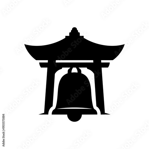 Bell Tower Icon with Traditional Architecture