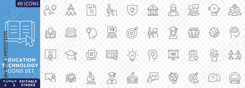 education technology line editable icon set. Fully Editable. Vector illustration.