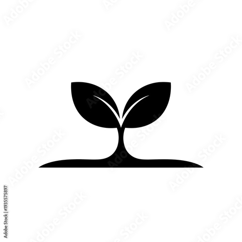 Green seedling growing from soil icon