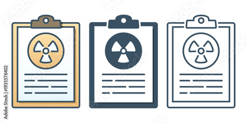 Nuclear Agreement Document Icon. Stop War Symbol. No Radioactive Sign. Vector Illustration