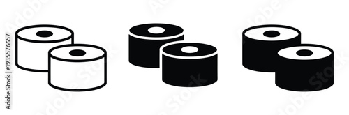 Sushi Roll Icon Set Vector Illustration. Japanese Food Maki and Gimbap Symbol for Restaurant Menu, Asian Cuisine Design, and Seafood Branding.