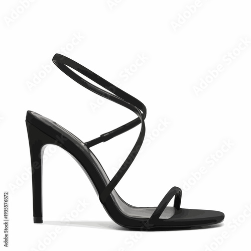 Elegant Black High Heel Sandal with Strappy Design for Fashion.