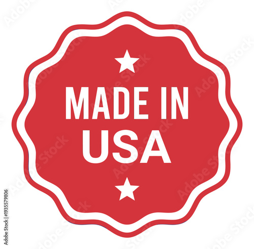 Graphic illustration of a Made in USA label depicting product origin for commercial branding