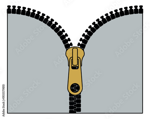 Graphic illustration of a zipper depicting an unzipping motion for fashion and reveal concepts