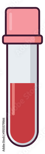 Line art illustration of a test tube depicting a blood sample for medical testing