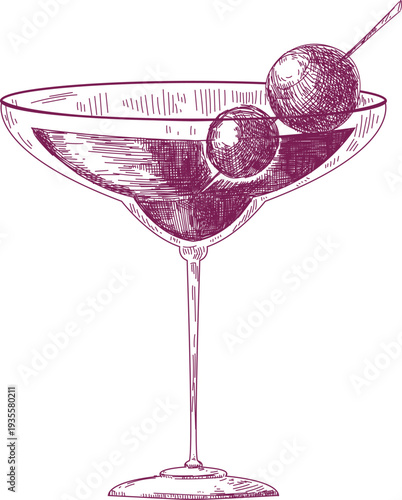 Martini Cocktail with Olives