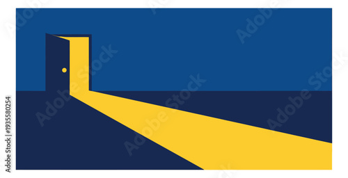 Abstract illustration of an open door depicting a bright path for new possibilities